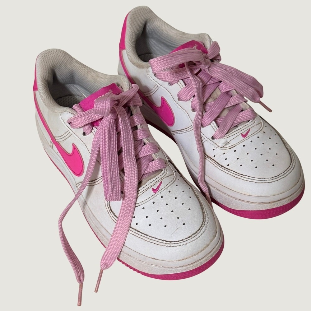 Nike Air Force 1 Low Kids White Pink Sneakers 314192-117 Size 2Y